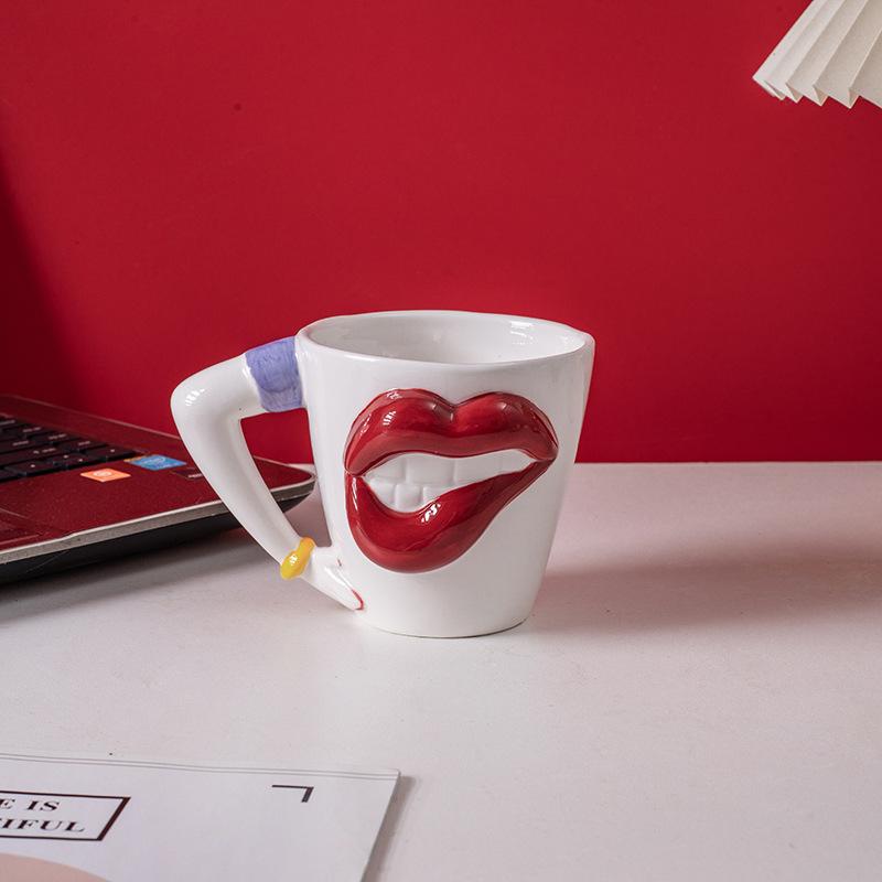 Creative Personalized Ceramic Mug, Water Cup, Milk Cup, Home Gift Cup, Coffee Cup, Valentine's Day High-value Couple