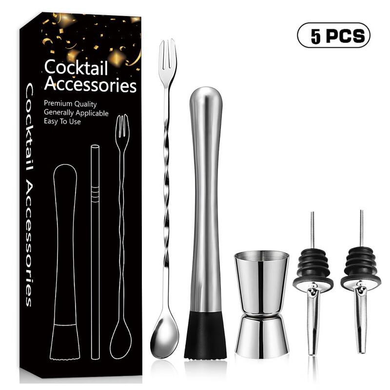ZISIZ Silver 10-Piece Bartending Tool Set