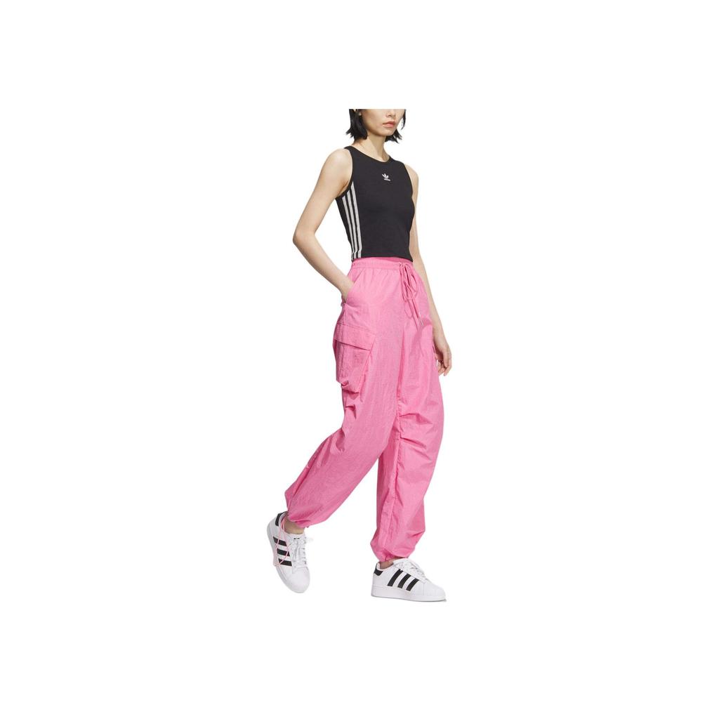Adidas Originals Comfortable Solid Color Parachute Cargo Pants Women Pants Pink JD1126