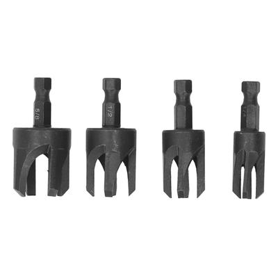 4Pcs Wood Plug Drill Bit Set Carbon Steel 14in Hex Shank Claw Type Wood Plug Cutter Set 14in