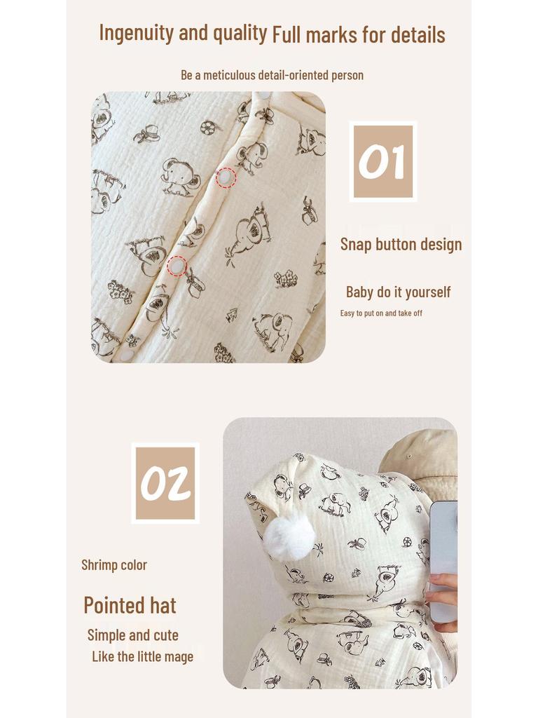 Cartoon Windproof Baby Cloak for Boys & Girls - Thickened Pure Cotton Autumn/Winter Cape