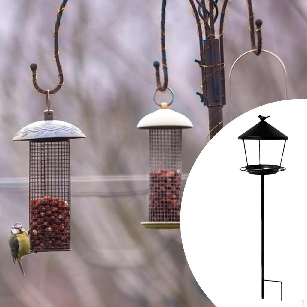 Bird Feeder Birdbath Antique Metal Easy Installation Birdfeeder Feeding Station for Lawn