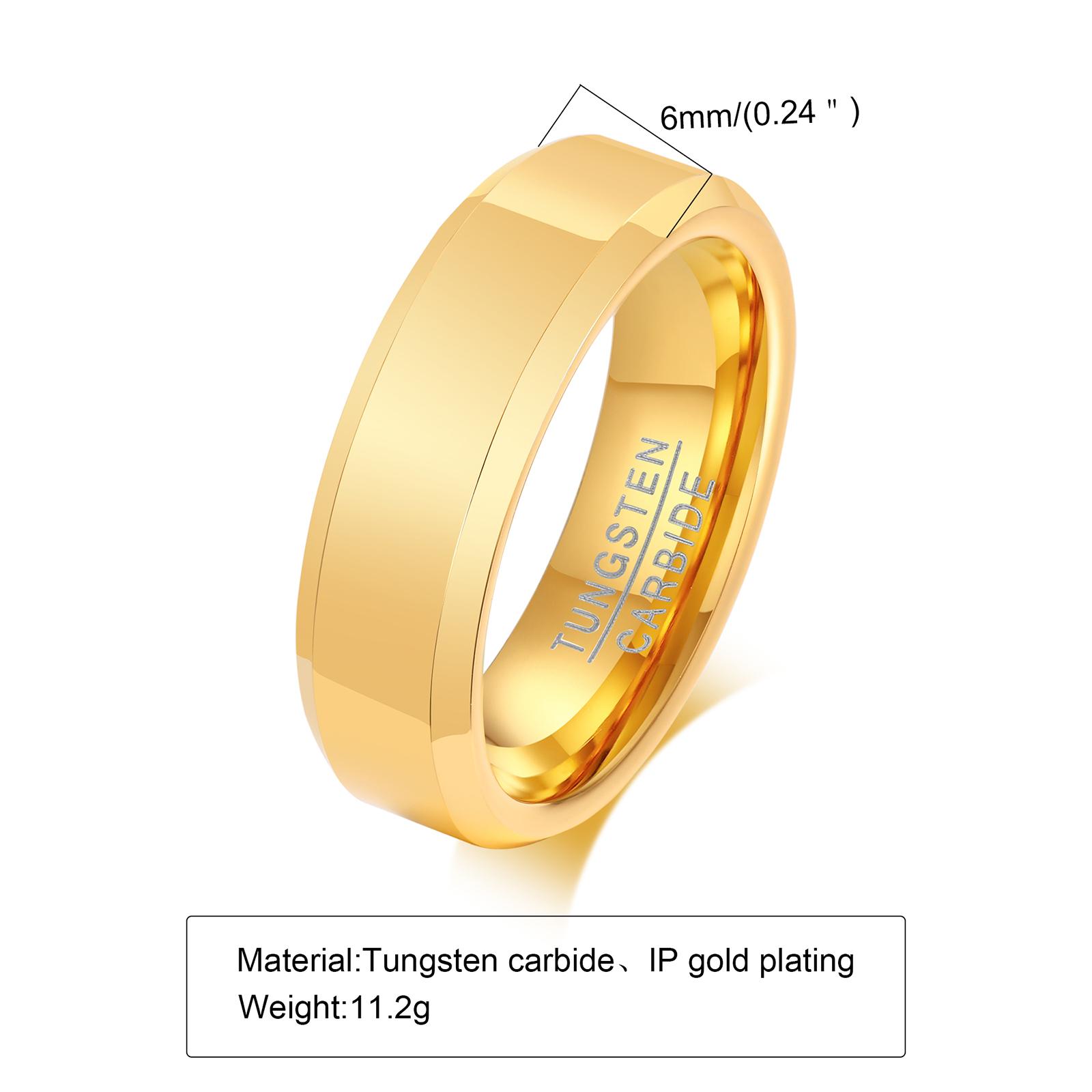 

6mm Tungsten Carbide Ring for Men Boys,High Polished Gold Color Scratch Resistant Bend Ring Wedding Ring Engagement Ring Gift 11