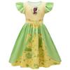 Long Dress Princess Tiana, Medium And Large Girls' Dress, Flying Sleeves, Milk Silk Skirt + Bag 88123