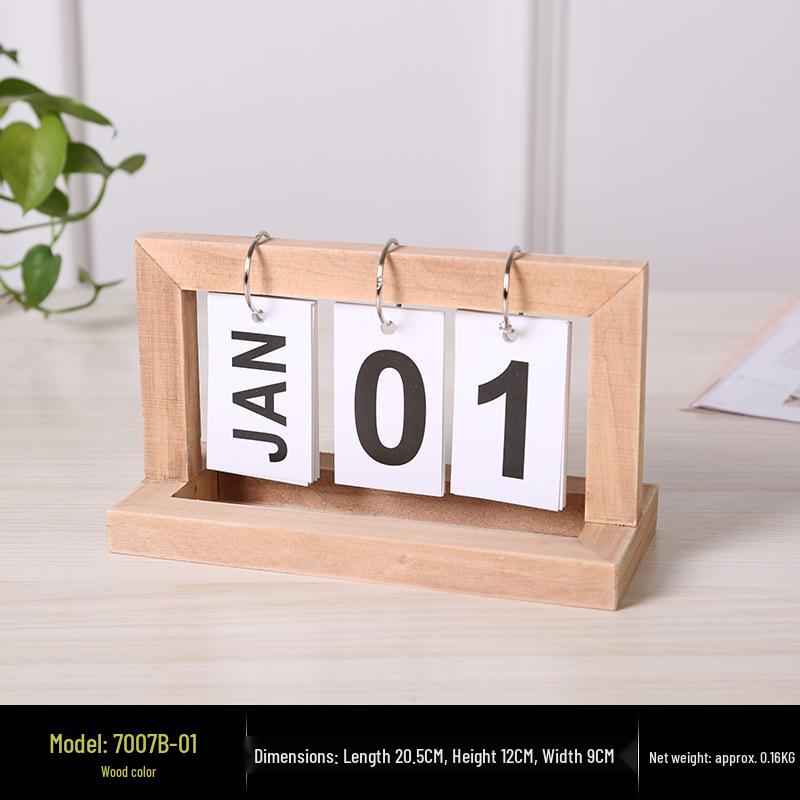 Creative Wooden Flip-Page Perpetual Desktop Calendar – INS Style, Simple Disassembly, Ideal for Office Decor.