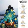 1pc Cat Night Lightweight Flannel Blanket, Comfortable and Warm Blanket, for Office and Camping Sofa Bed, Livingroom106