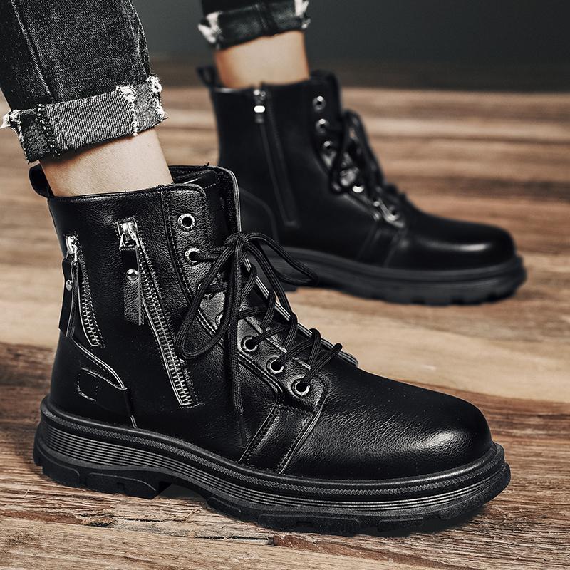 Stivali alti di moda da uomo Stivali laterali con cerniera in pelle Stivali  da moto in stile britannico Scarpe da moto acquista in modo economico —  spedizione gratuita, recensioni reali con foto —