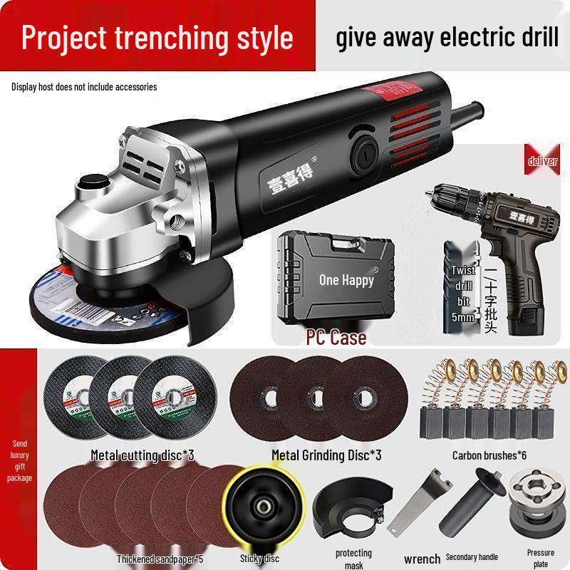 Polizor unghiular multifuncțional de mare putere pentru lustruire, tăiere, îndepărtarea ruginii și șlefuire de uz casnic.