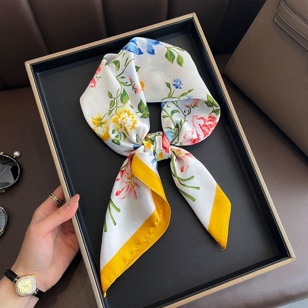 Korean Version of Polka Dot Fashion Small Square Scarf Women's Decorative Scarf Professional Scarf Imitation Silk Temperament Silk Scarf Shawl Headban