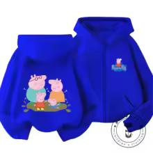 Winter Trendy Casual Zipper Hoodie Cute Cartoon Print Street Style Kids Hooded Top Peppa Pig Children 3 14