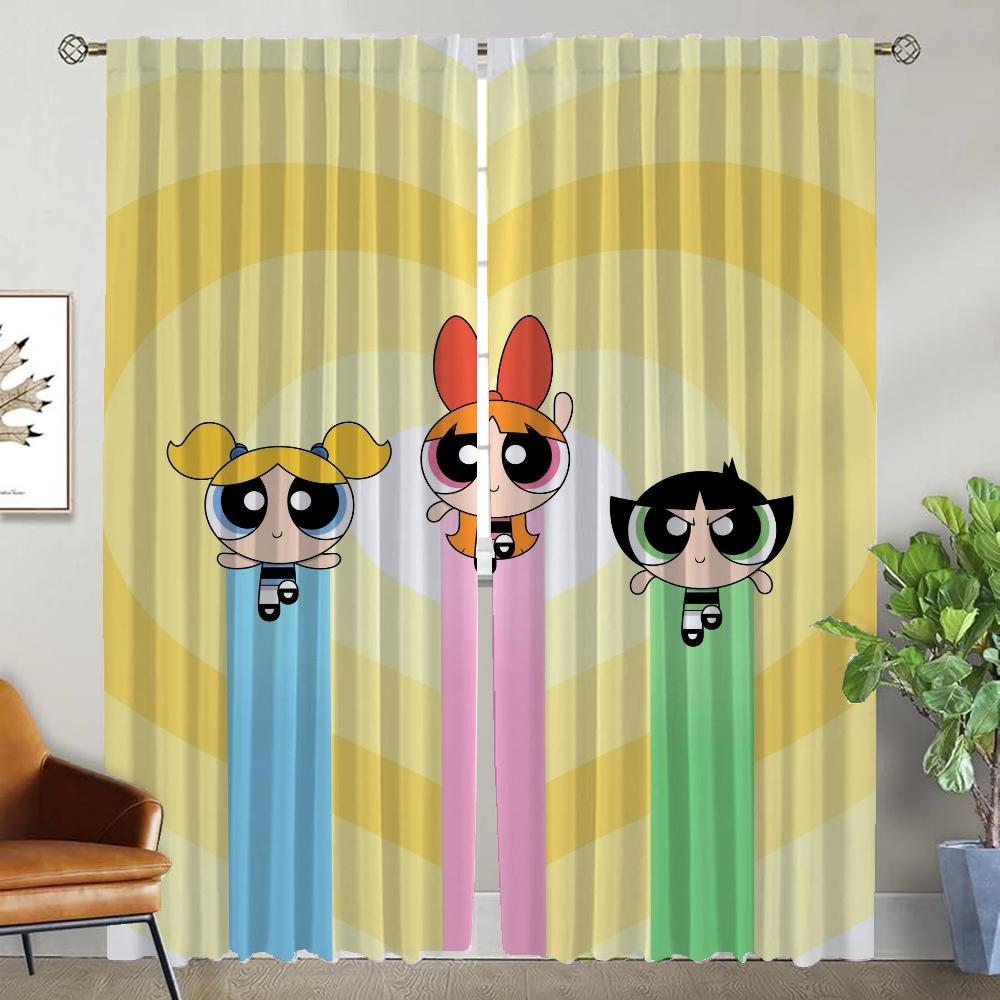 Curtains for Bedroom The Powerpuff Girles Living Room Curtain Halloween Decoration Home Interior Curtains 2 Pieces Shades Camera