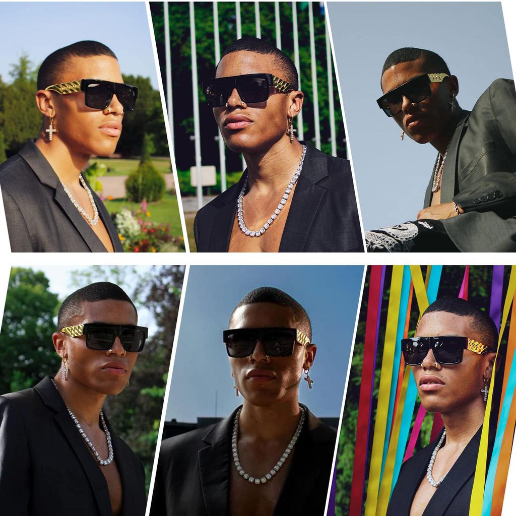 Gull Metallkjede Kim Kardashian Beyonce Hip Hop Solbriller [SHEEN KELLY]