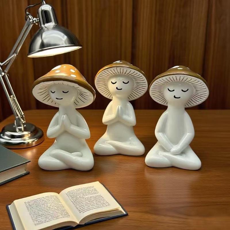 Meditation Mushroom Decorative Item, Sitting Mushroom Decorative Item
