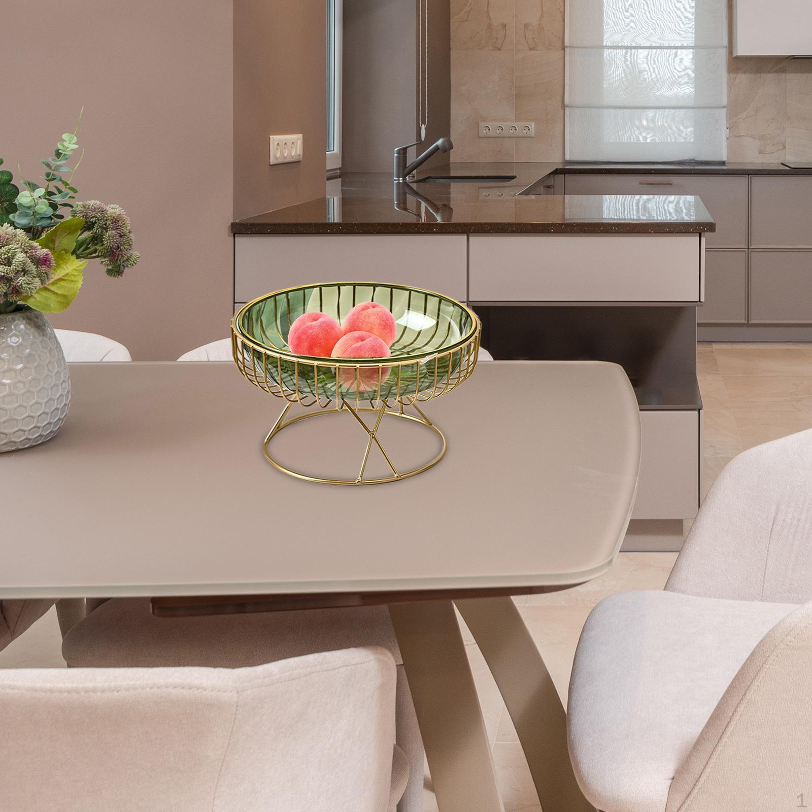 Металлическая проволочная фруктовая сервировочная чаша Круглый поднос Хранение Настольный центральный элемент Современный держатель для Green M