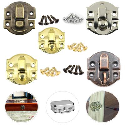 5 piezas de pestillo de latón antiguo con cerrojo dorado, bisagras decorativas y pestillos para cajas de madera, joyeros, gabinetes con tornillos