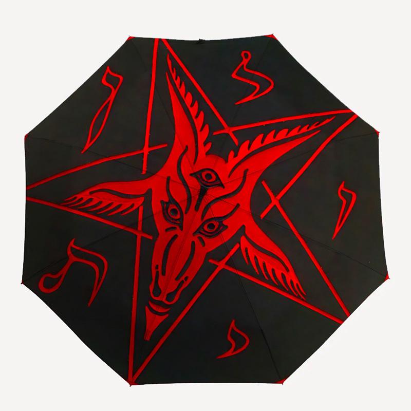 

1pc Baphomet Symbol Automatic Open/close, Heavy-Duty Iron Frame & 8-Rib structure, Compact Folding Umbrella for Women/Men, All-Season Travel, Hallowee