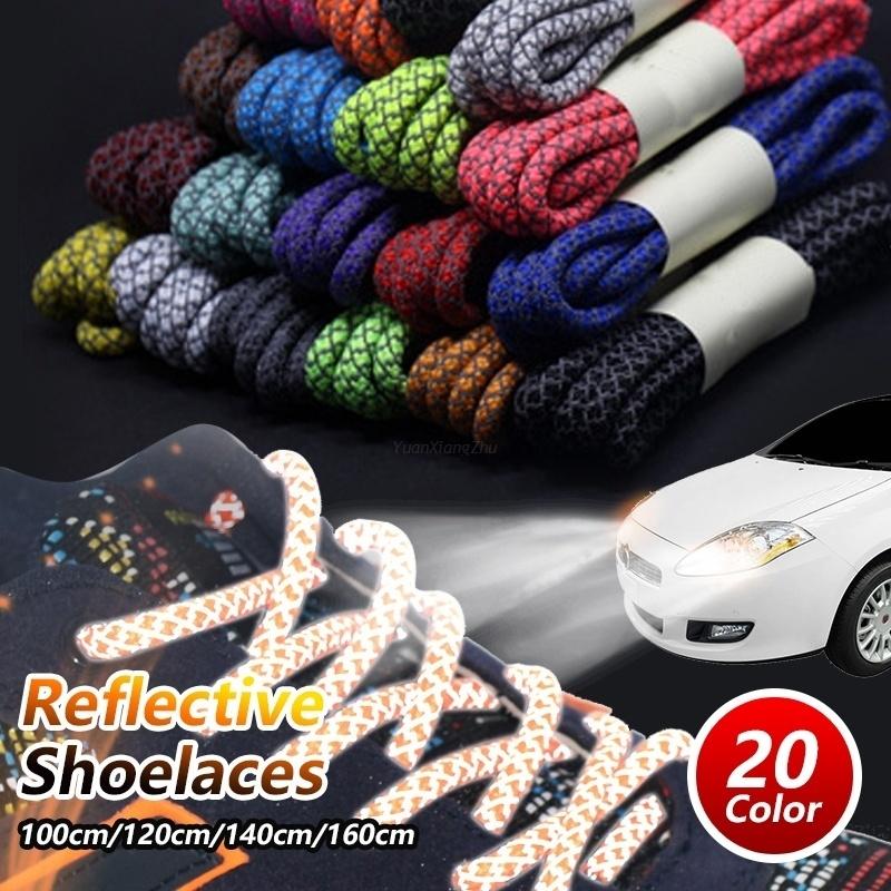 3M Reflective Shoelaces Round Sneaker Shoe Laces Dark Night Reflective Safety Shoelace Imitation 350 Original Laces Shoes 1Pair