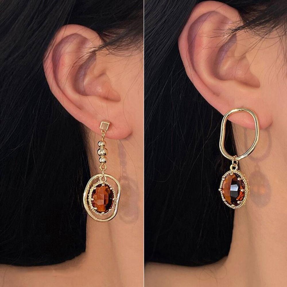 Korean Style Crystal Pendant Earring Colorful Crystal Antique Drop Earrings