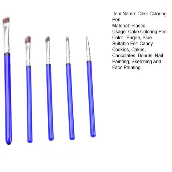 5Pcs Cake Decorating Brushes Set Food Safe Synthetic Bristle Cake Brushes Easy To Clean Cake Coloring Pen for Cake Decorating And Baking