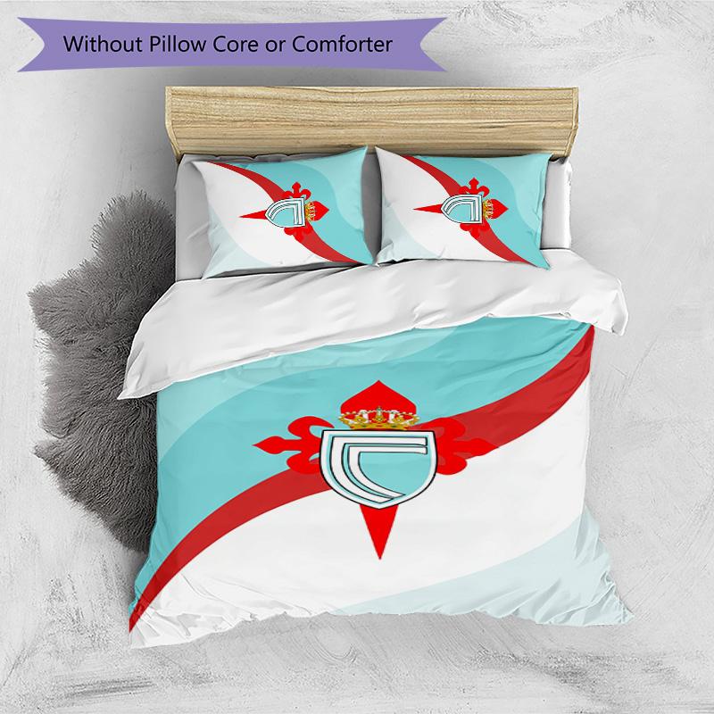 Set Biancheria da Letto 3 Pezzi Stampato Celta Vigo FC Copripiumino Traspirante con Federe Biancheria da Letto Decorativa per Camera da Letto Casa