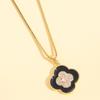 Four-Leaf Clover Necklace Women'S Light Luxury Design Versatile Zircon Flower Pendant Exquisite Set