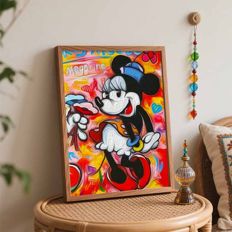 Disney Digital Oil Painting DIY Coloring Handpainted Minnie Mouse Graffiti Art Filling Home Decoration Gift, Colorful Wall Art Decor.