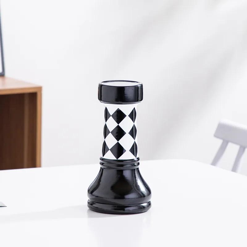 Ceramic Chess Black and White Checkered Chess Ornament Creative Soft Decoration Home Decoration Model Room Home Furnishing Decor