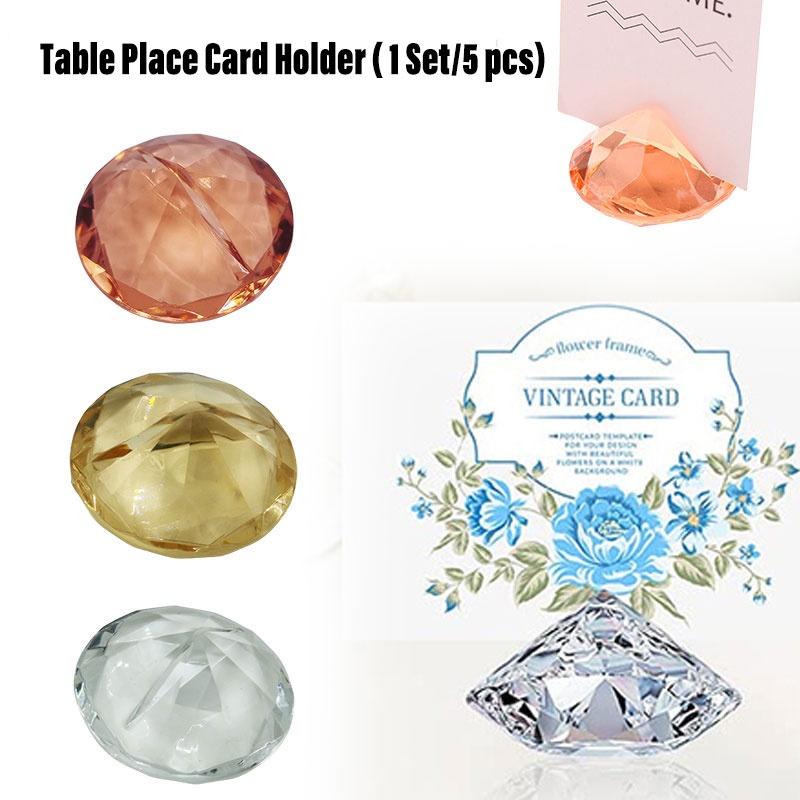 Diamond 5pcs Acrylic Table Place Card Holder Crystal Wedding Desktop Decoration