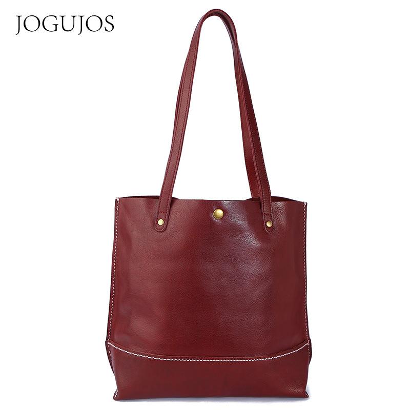

JOGUJOS leather shoulder bag large capacity versatile tote bag women s multi-functional retro women s handbag bag