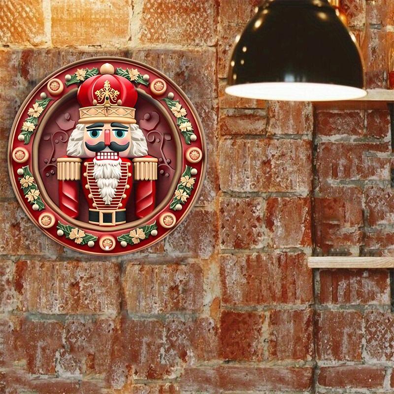 Nutcracker Wooden Sign, Round Door Hanger, Wall Decor, Waterproof, HD Printing, Pre-drilled, Weather Resistant for Church Front Door Wall Hanging