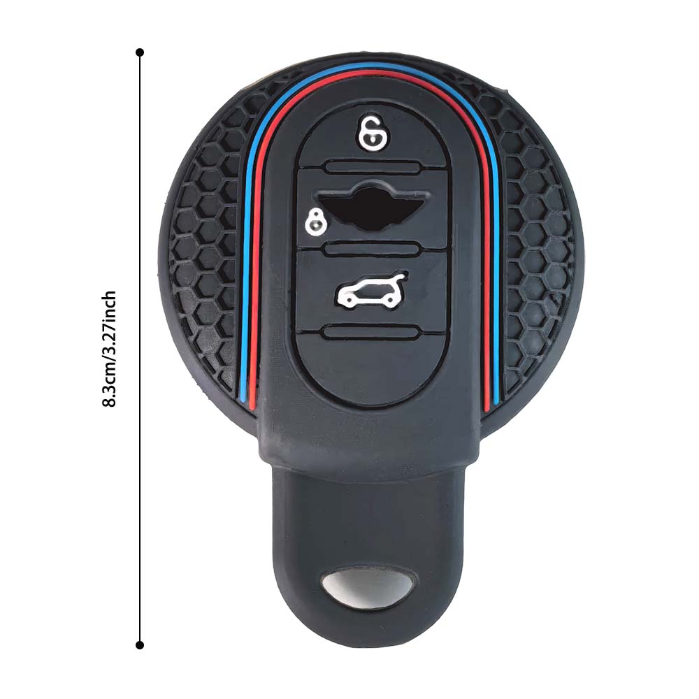 Silicone Car Key Fob Cover Case with Keychain for BMW Mini Cooper F54 F55 F56 F57 F60 3, Fits BMW Cooper F54 F55 F56 F57 F60 Sport Stripe Soft Skin