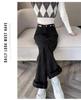 Women's 2023 Winter High-Waist Wide-Leg Jeans: Warm, Thick, Straight-Leg, Slimming Velvet Trousers.