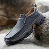 Retro Style Leather Loafers Mens Comfort Casual Shoes Breathable Male Driving Footwear Moccasin Travel Climbing Camping Footwear