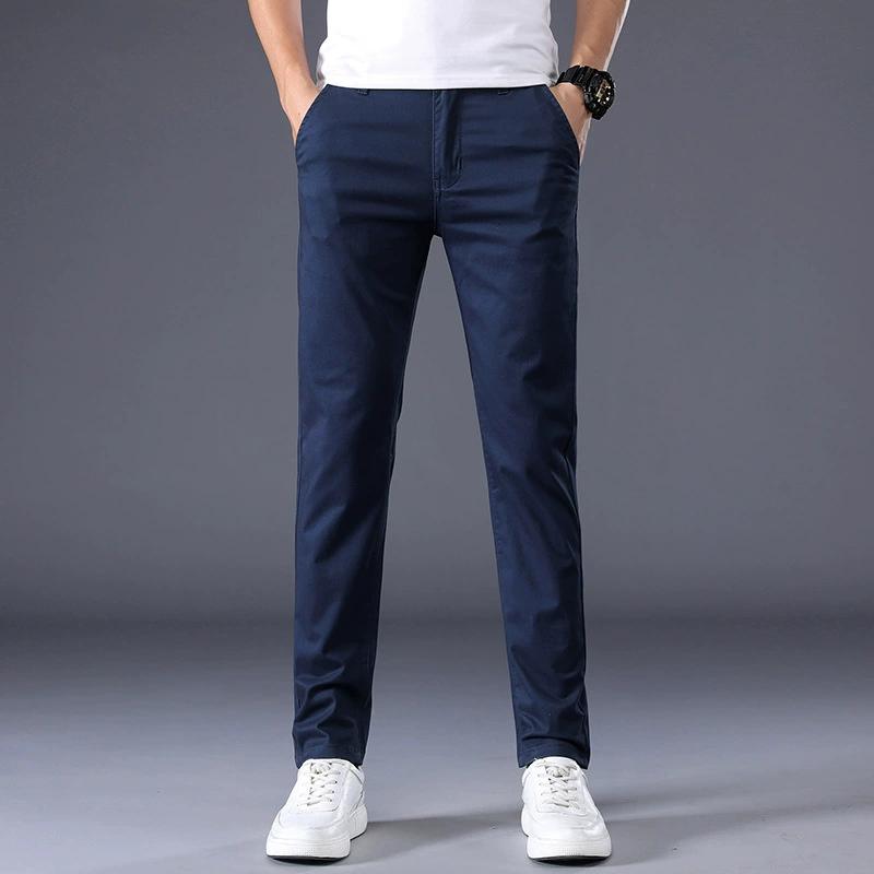 Pantaloni Casual Estivi Sottili a Colore Unito Classici da Uomo Moda Business Cotone Elasticizzato Slim Pantaloni di Marca Maschili