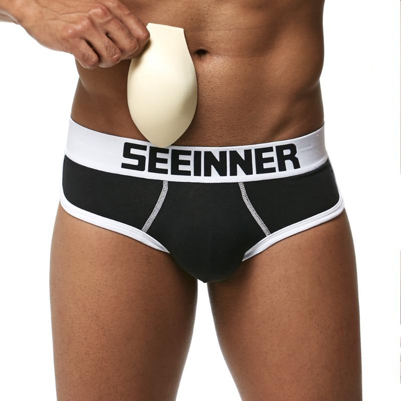 New men's pure cotton cup hip panties, sexy fashion butt padded trendy men's briefs