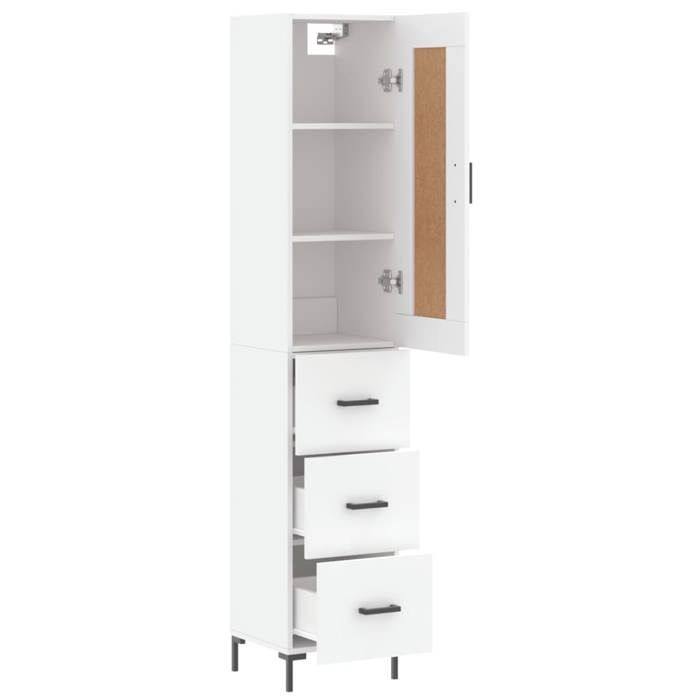 Buffet haut - Maison Exclusive - Blanc - Bois d'ingénierie - Pieds en métal