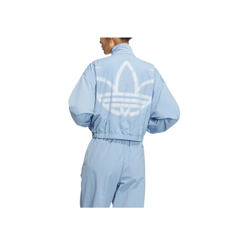 Adidas Originals FW22 Chaqueta de Chándal con Cremallera y Estampado del Logotipo Trefoil para Mujer Ropa Exterior Azul Cielo HS1939