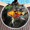 Koi Fish Round Beach Towel Soft Sand Free Quick Dry Circle Bath Towel Absorbent Meditation Rug Yoga Mat Throw Fringe Tapestry