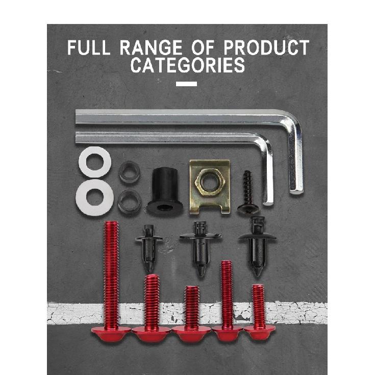 Kit de 201 vis et boulons en aluminium pour carénage d'accessoires de moto Compatible avec YZF 600 1000 R1 R6 R3 R15 R25 T-MAX 530 TMAX 500