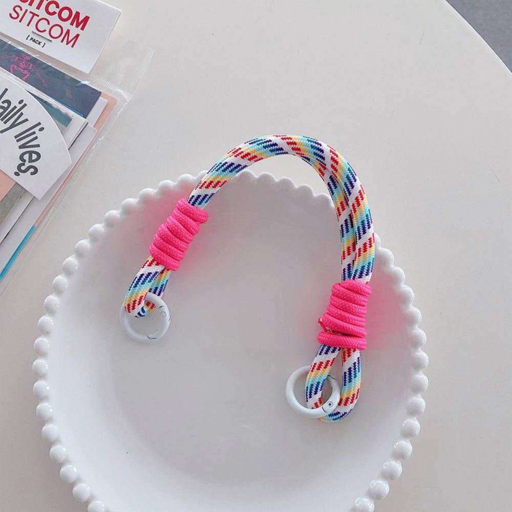 Rainbow Lanyard Strap Portable Rope Keychain Exquisite Hanging Chain Ring  Woman