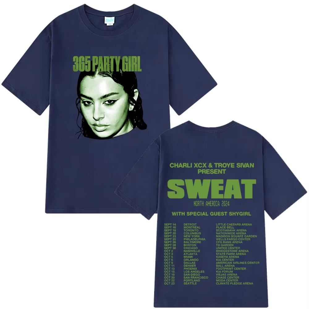 2026 Charli Xcx Brat Tour 365 Party Girl T-Shirt Gothic Mode Hip Hop T-Shirts Unisex Damen Baumwoll-T-Shirt Streetwear