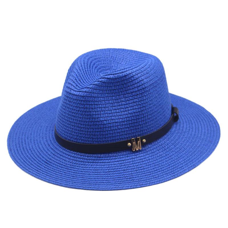 Classic Cowboy Jazz Straw Hat Wide Brim Summer Beach Sun Protection Casual Fedora Cap Panama