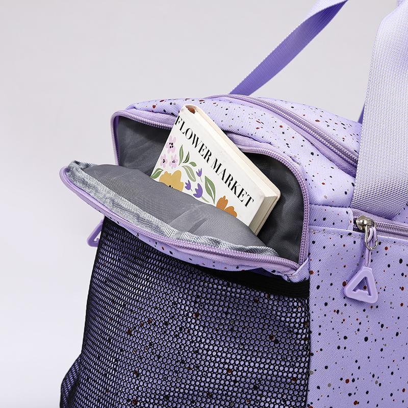 Große Sport-Duffeltasche für Damen, Gym-Tote mit Netztasche und mehreren Reißverschlüssen
