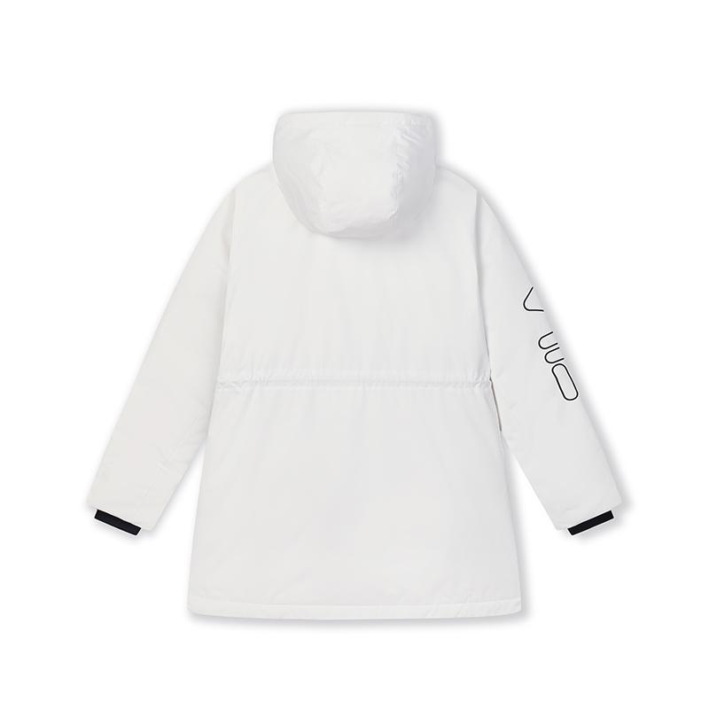 Fila Original Warm Mid-Length Hooded Long Sleeve Down Jacket Women Outerwear Cloud-Mushroom-White F11W449909FWT