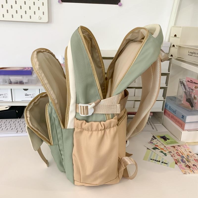 Middle School Student Schoolbag Women's Campus Large Capacity Backpack Men Color Block Backpack