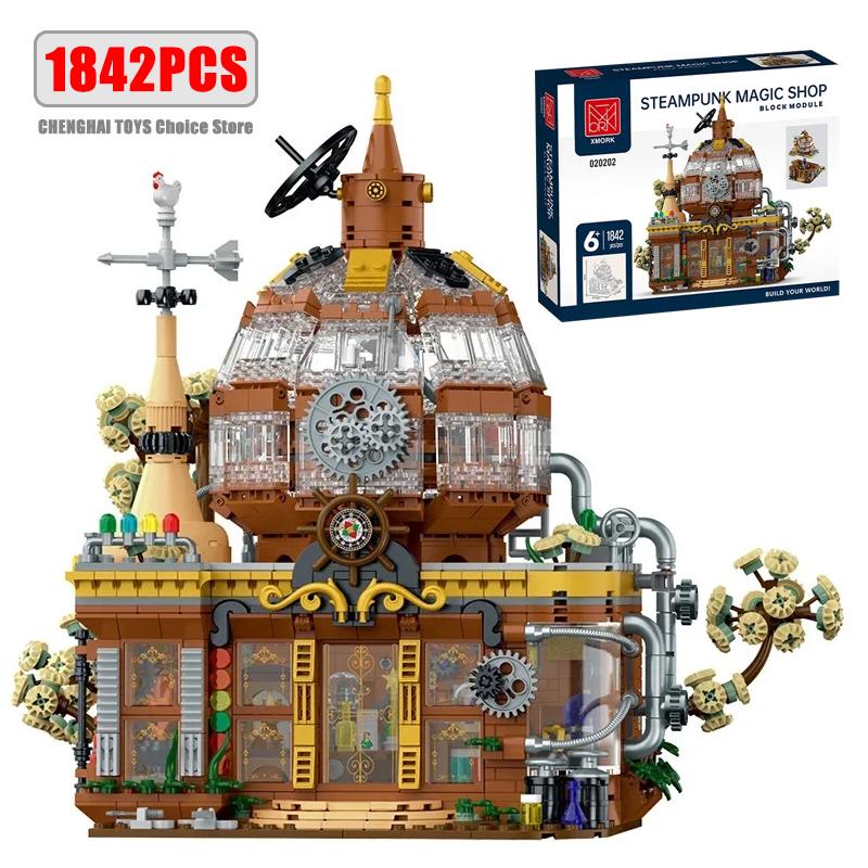 Linyi Toy High-Quality 1842Pcs High-Quality Steampunk High-Quality Magic High-Quality Shop High-Quality Building High-Quality Blocks High-Quality Kit