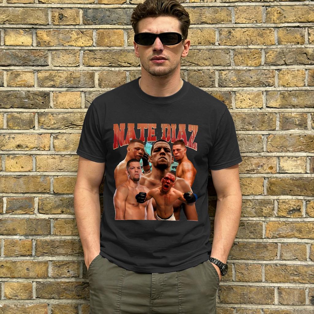 Nate Diaz 2026 Unisex T-Shirt Lustiges T-Shirt Kurzarm Rundhals T-Shirts Reine Baumwolle Übergröße Kleidung
