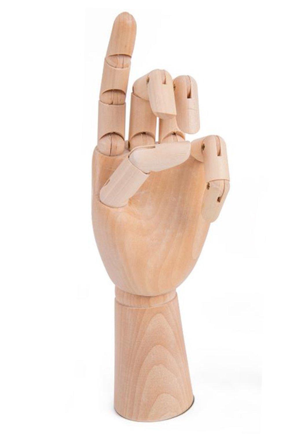 

Wooden Drawing Hand Hand Mannequin Display with Reference Drawing Cutout Left Model, (Female, Hand)