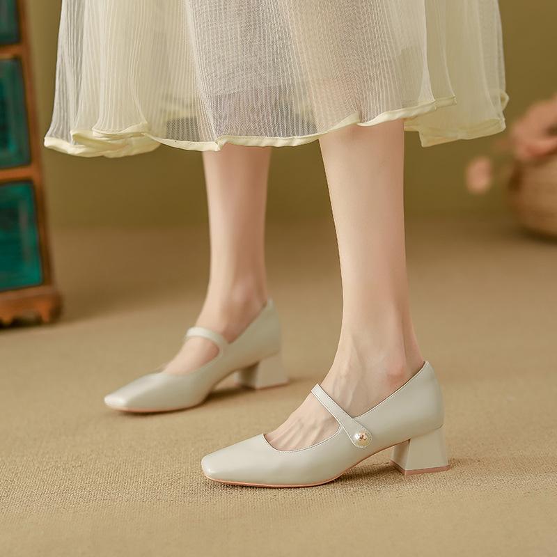 French word with Mary Jane women's shoes autumn women's 2025 retro gentle high heels are not tired of feet new versatile