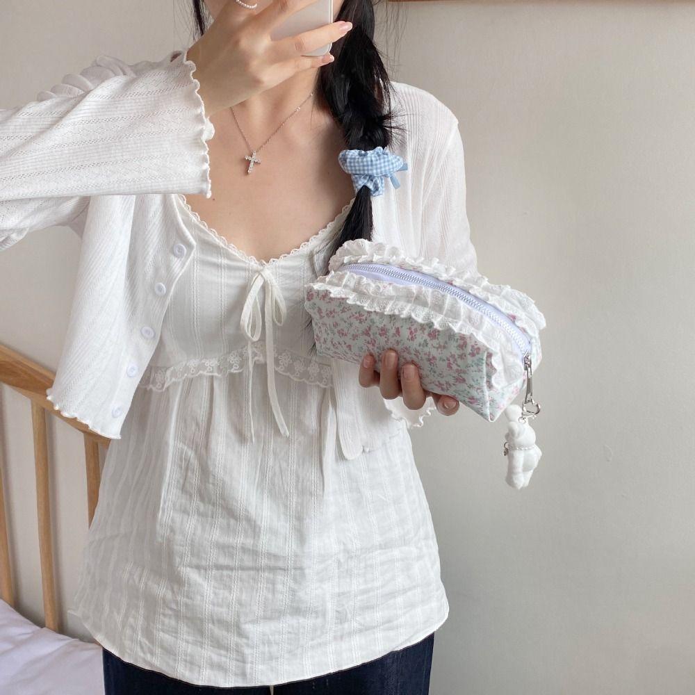 Large Capacity Pen Bag Lace Floral Pattern Stationery Bag High Quality Pen Box  Gift